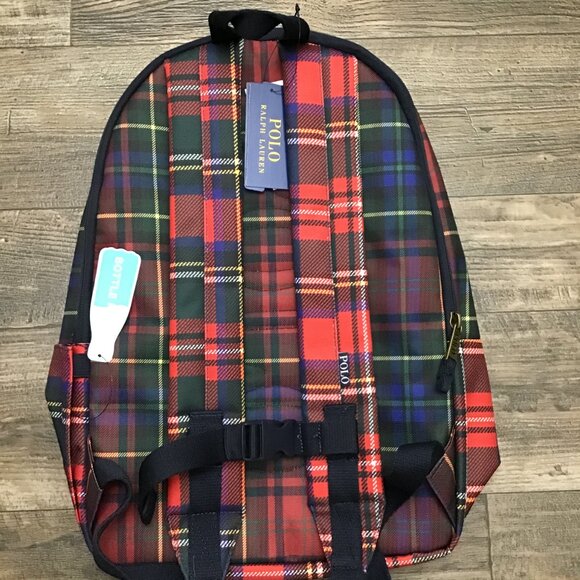 NWT Polo Ralph Lauren 9AR149-Red/Blue/Green Nordic Polo Bear Plaid Backpack O/S - Picture 10 of 12
